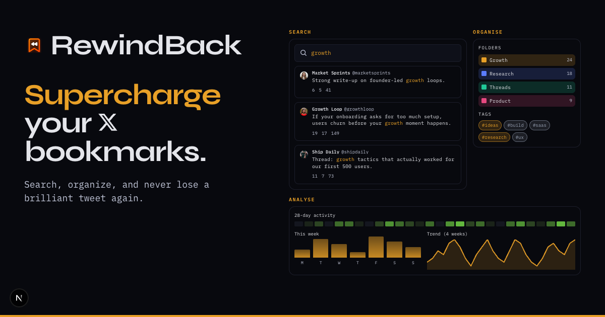 RewindBack — Supercharge Your X Bookmarks